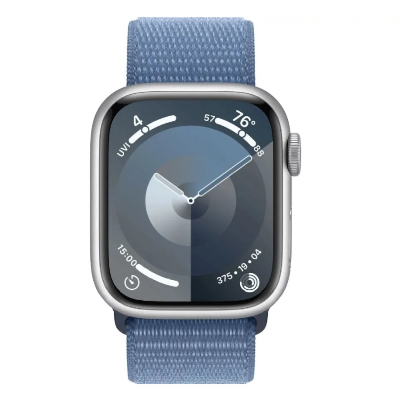 Смарт-часы Apple Watch Series 9 (GPS), Aluminium Case, 45mm, Sport Loop, Silver/Winter Blue